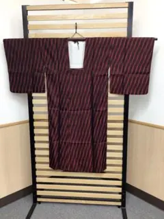 赤と黒のストライプ着物　雨コート⭐︎