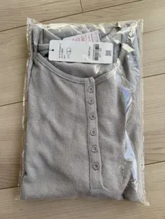 coca シアーテレコヘンリーネック長袖Tシャツ グレー L