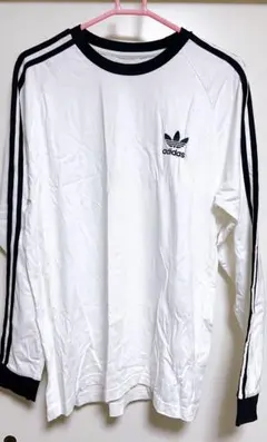 【adidas】長袖ストライプロンT☆アディダスロゴ入り・XL