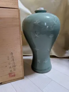 韓国人陶芸家 月岩作 青磁象嵌水差し 未使用品☆(3月31日迄値引き販売中)☆ 07182.jpg