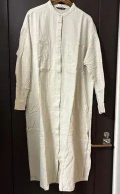 美品＊スタジオクリップ＊綿麻裾スリットロングワンピース