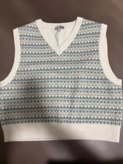 Vネック ニットベスト ノルディック柄 レイヤード カジュアル