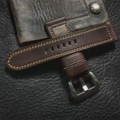 ハンドメイド パネライ など用 時計ベルト カーフレザー 20～26mm 尾錠付