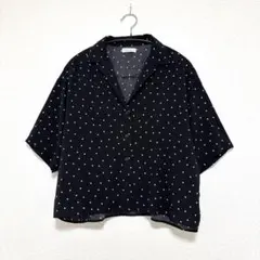 earth music&ecology ドット柄 半袖ブラウス Fサイズブラック