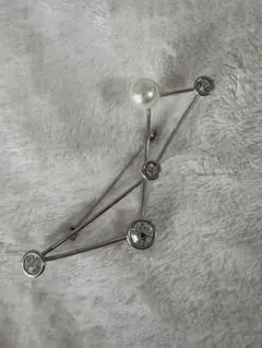 シルバー パール クリスタル ブローチ