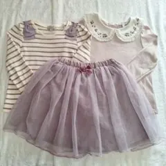 any FAM　長袖カットソー　チュールスカートセット ラベンダー色　130cm