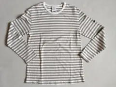 G.F.G.S. 長袖Tシャツ　ボーダー　白✖ベージュ　１【日本製】綿１００％