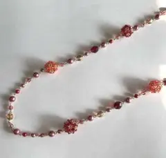 スワロフスキーロングネックレス★レッド