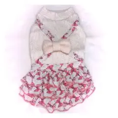 151→アラン風ニット×リボンりぼんリボン3段フリルスカートの重ね着風ワンピ/S