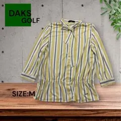 e2083☆DAKS GOLF ストライプ柄ボウタイブラウスMサイズのサムネイル