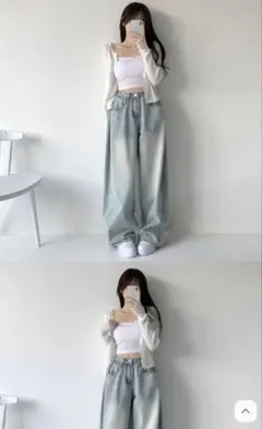 2TYPEピンタックハイウエストワイドデニムパンツのサムネイル