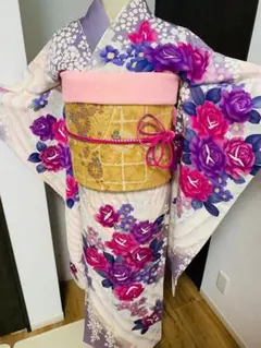 豪華振袖　フルセット草花文　暈し染め　銀彩　正絹のサムネイル