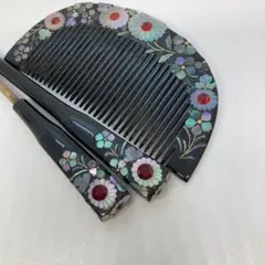 032211　 木製　本漆　螺鈿　花尽くし　櫛笄　かんざし　簪