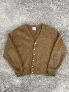 【BIGSIZE】 60s モヘアカーディガン ブラウン 茶 毛足長 シャギーのサムネイル