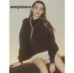 エイミーイストワール eimy istoireアシンメトリーリブニットトップス