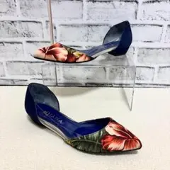 ネイビー フラットシューズ