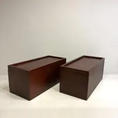 【収納木箱2個セット】 蓋スライド式　小物入/インテリアボックス/お道具箱