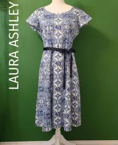 大きいサイズ＊LAURA ASHLEY＊ブルーのコットンワンピース
