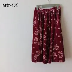 レディース　スカート　花柄ベルベットフレアスカート　Mサイズ