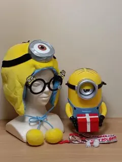 【USJ】ミニオンポップコーンバスケット＆被り物＆サングラス3点セット