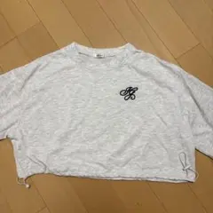 INGNI 裾ドロスト ロゴ刺繍 半袖カットソー グレー
