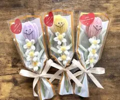 モールフラワー チューリップ3本セット・韓国風・くすみカラー・プレゼントにも◎