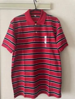 UNIQLOレッドストライプ ポロシャツ 半袖 未使用　Lサイズ