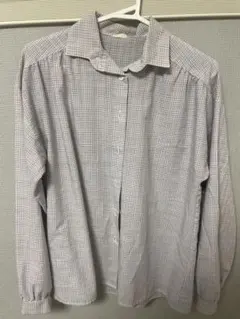 チェック柄 長袖シャツ ボタン付き