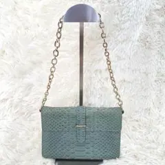 【FURLA】フルラ ショルダーバッグ パイソン 金チェーン ポシェット 美品