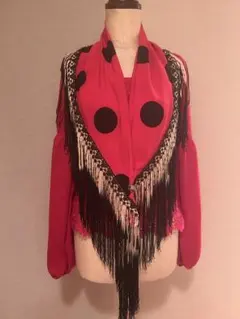 赤コードレース　フレコシージョ　スカラップ　エンジフレコ　フラメンコ　衣装 赤コードレース フレコシージョ スカラップ エンジフレコ フラメンコ