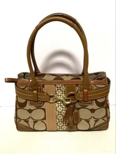 【COACH】コーチ シグネチャー ハンドバッグ タッセル 10544 ブラウン