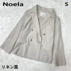 Noelaノエラダブルブレストリネン混テーラードジャケット金ボタンSベージュのサムネイル