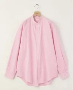 BEAUTY&YOUTH バンドカラー オーバーサイズシャツ　ピンク