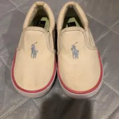 新品　未使用　14cm Ralph Lauren ベビー スリッポン 白/ピンク