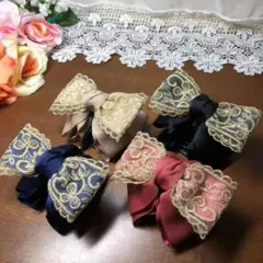 ヘアクリップ バンスクリップ ヘアアクセ リボン 4つセット