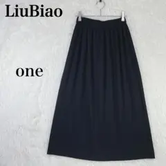 【LiuBiao】ロングプリーツ one ウエストゴム Iライン バックスリット