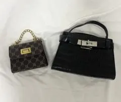 shein黒 クロコダイル風ハンドバッグとミニバッグセット