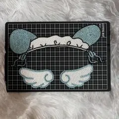 うちわデコ デコうちわ デコパーツ デコストーンうさみみ　羽　ブルー　青