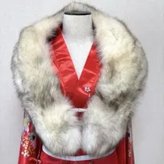 美品 サガフォックス ショール 刺繍 銀タグ 成人式 ブルーフォックス