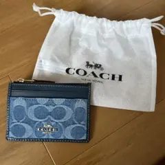 新品未使用　coach　デニム　パスケース コインケース　シグネチャー