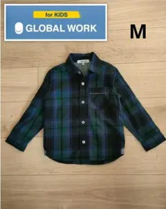 GLOBAL WORK チェック 長袖シャツ M (100〜110)　綿100％