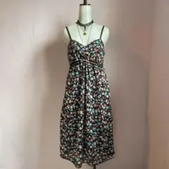 花柄ボタンとリボン付きキャミワンピース　フェアリーグランジ　森ガール　ガーリー