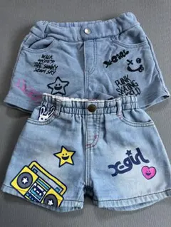 X-girl Stagesデニムショートパンツ 2枚セット 90cm