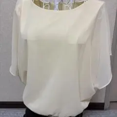 シアー素材 半袖ブラウス ライトイエロー