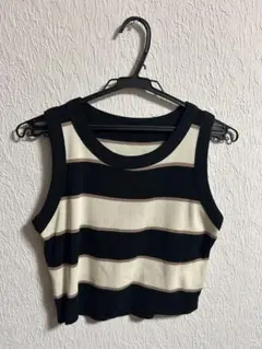 ストライプ クロップドタンクトップ