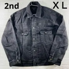 【希少XL】ユニクロ デニムジャケット 2ndタイプ ブラック　黒 Gジャン