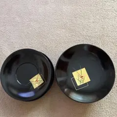 漆器 黒い茶托・銘々皿セット 各5枚