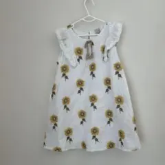 petit mainひまわり柄ノースリーブワンピース110