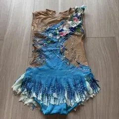 新体操　レオタード　ストーン　花　水色