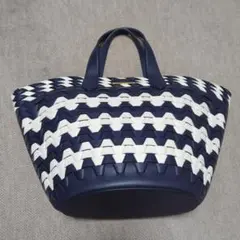 kate spade ネイビー ホワイト かごバッグ